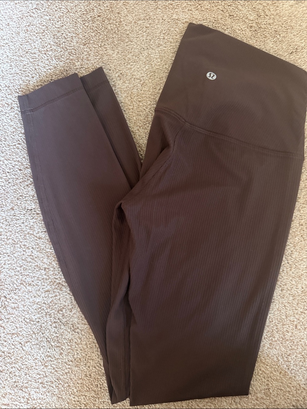 lululemon athletica women's Ribbed High-Rise Leggings in Chocolate Brown